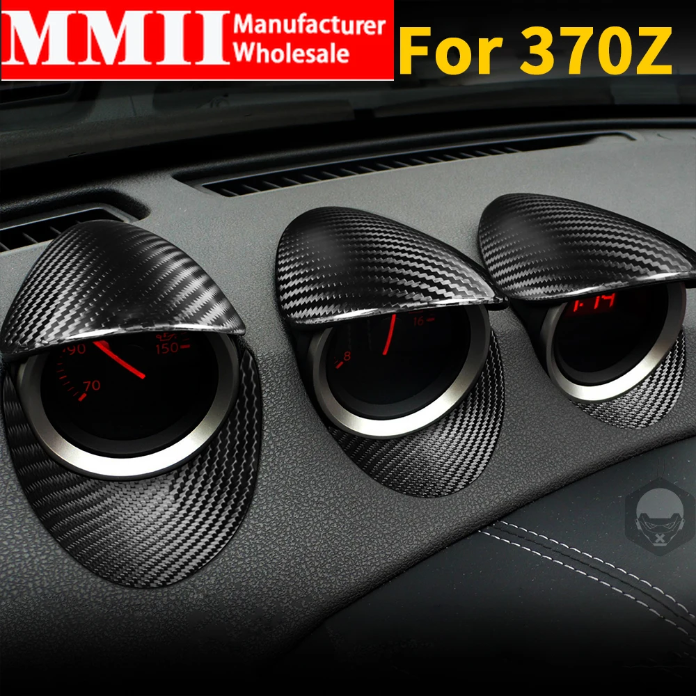 Real Carbon Fiber Car Accessories For Nissan 370Z Z34 Gauge Pod Speedometer Cover Trim Cover Car Stickers Interior Decorative