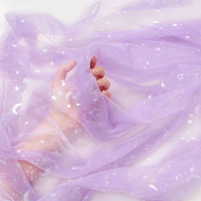 Блестящая мягкая Тюлевая сетчатая ткань лоскутный материал кружевная с принтом