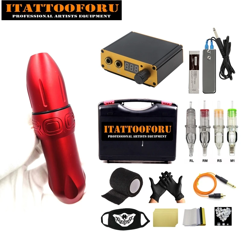 Профессиональный набор для татуировок вращающаяся машинка с ЖК-дисплеем полный