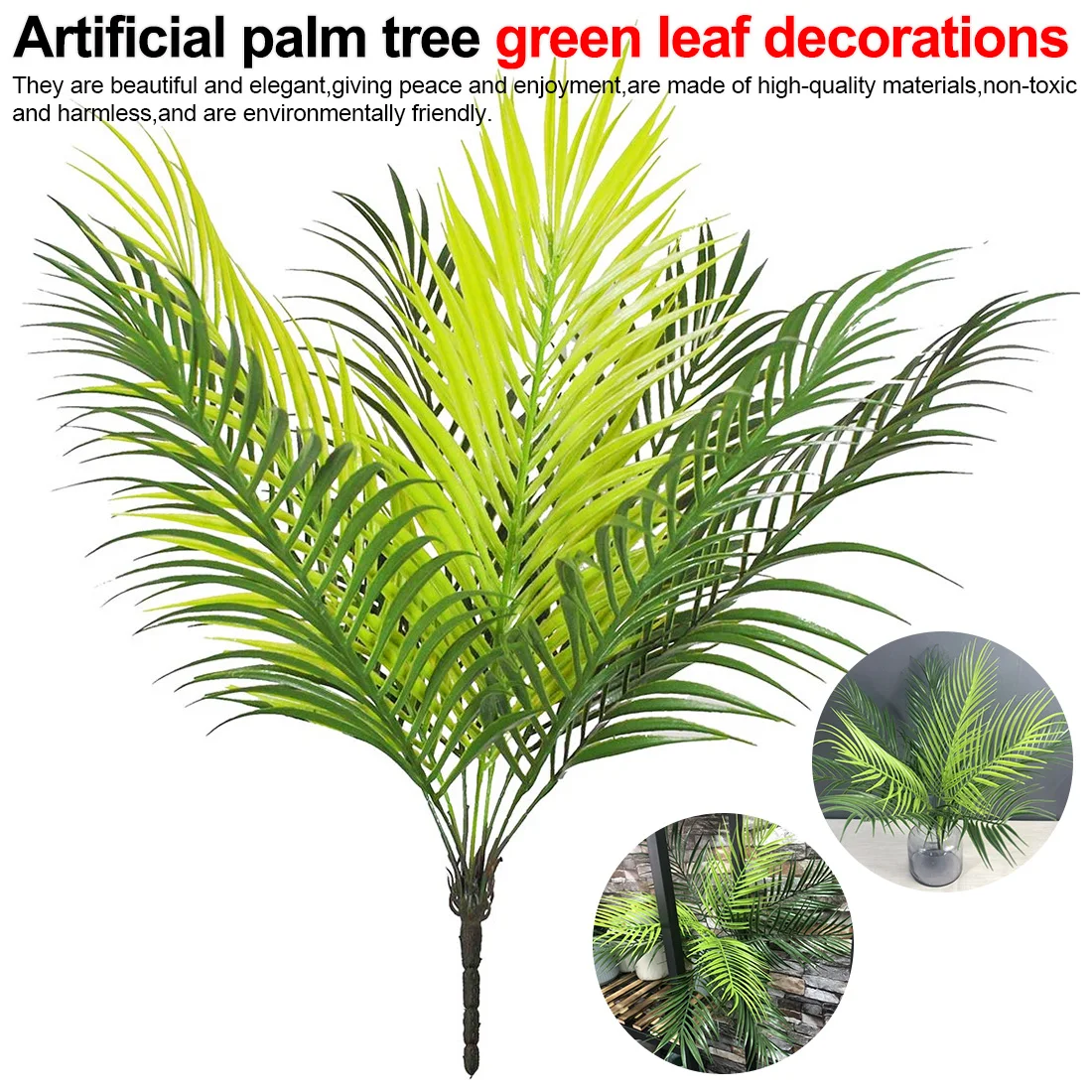 Artificial Palm Tree Green Leaf Plants Plastic Potted Bonsai Leaves Garden Home Wedding Table Ornaments Decoration