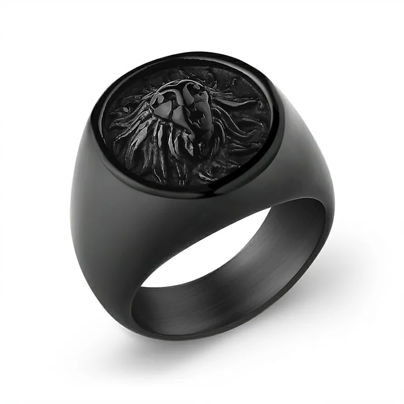 Винтажное кольцо в стиле панк с изображением Льва круглое твердое виде головы