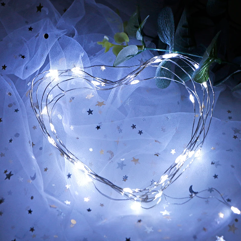 СВЕТОДИОДНАЯ Гирлянда Серебряная проволочная батарея на день рождения для дома