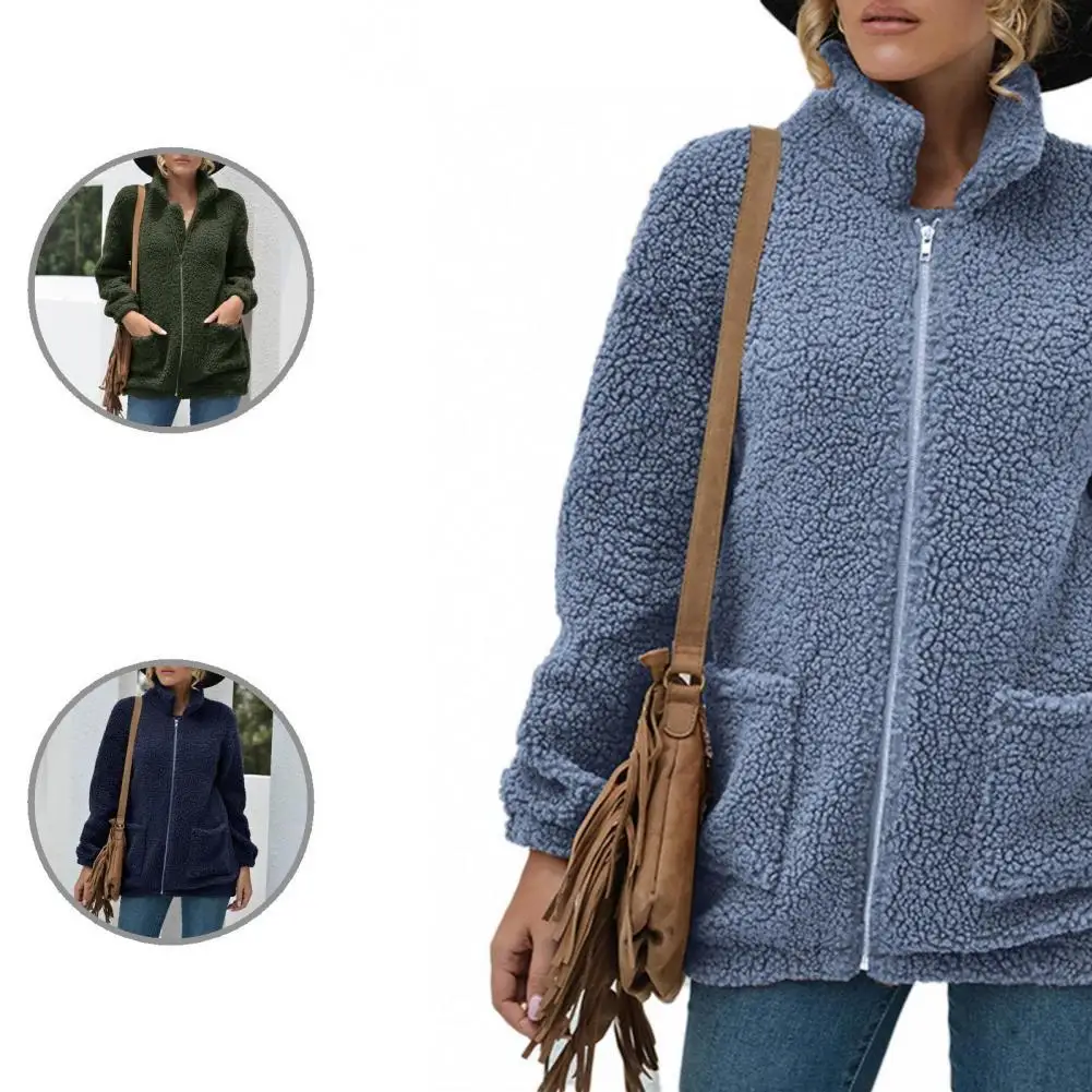 

Удобная шикарная свободная однотонная куртка, пальто, осенне-зимняя флисовая куртка, однотонная куртка для отдыха