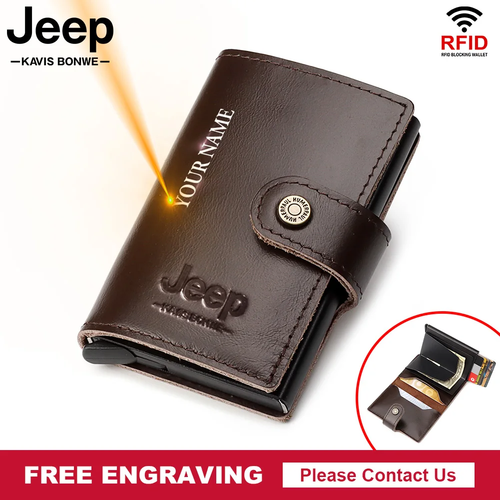 

Rfid Blocking Protection Men Credit Card Holder Wallet Cowhide Leather Minimalist Slim Money Clip Anti Scan Card Case For Women