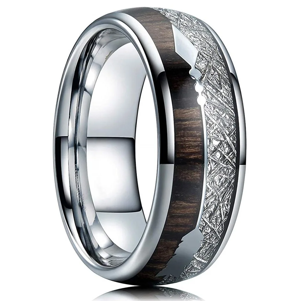 

8mm Tungsten Carbide Stainless Steel Ring Hawaiian Wood Grain Arrow Ring Wedding Ring Men's Jewelry Anniversary Gift