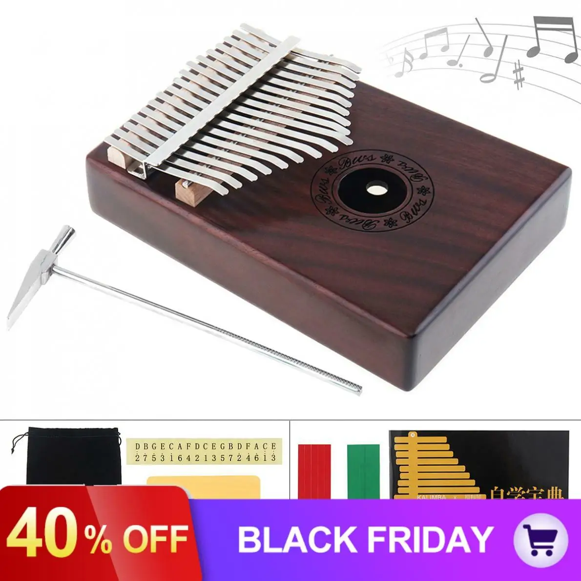 17 клавиш Kalimba одноплатный красное дерево палец пианино Mbira мини-клавиатура музыкальный инструмент с полными аксессуарами