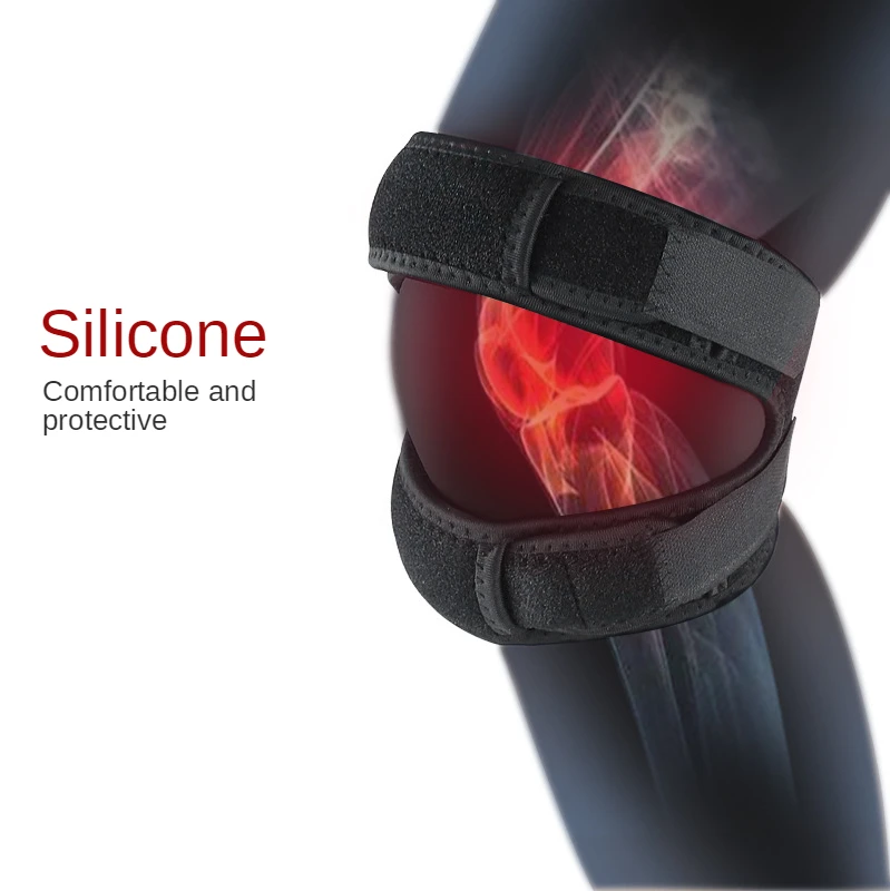 

Silicone Sports Compression Patella Belt Running Basketball Fitness Knee Pads Breathable Shock-Absorbing Two-Way Adjustment