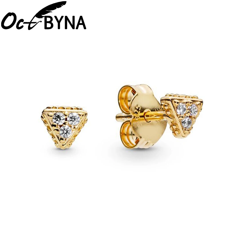 Octbyna Классические Золотые хрустальные треугольная серьга гвоздик