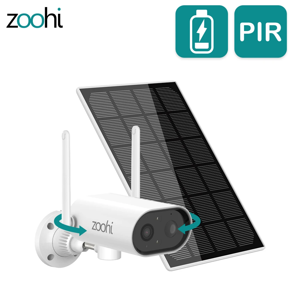 Беспроводная камера Zoohi Pan Tilt ip видеонаблюдения WiFi 3MP HD PIR безпроводная Солнечная