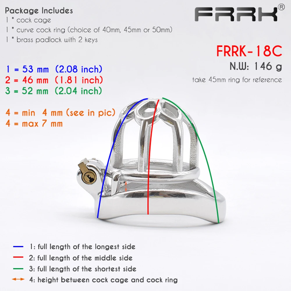 FRRK Короткий Мужской клетка целомудрия для пениса БДСМ Секс игрушки Для мужчин