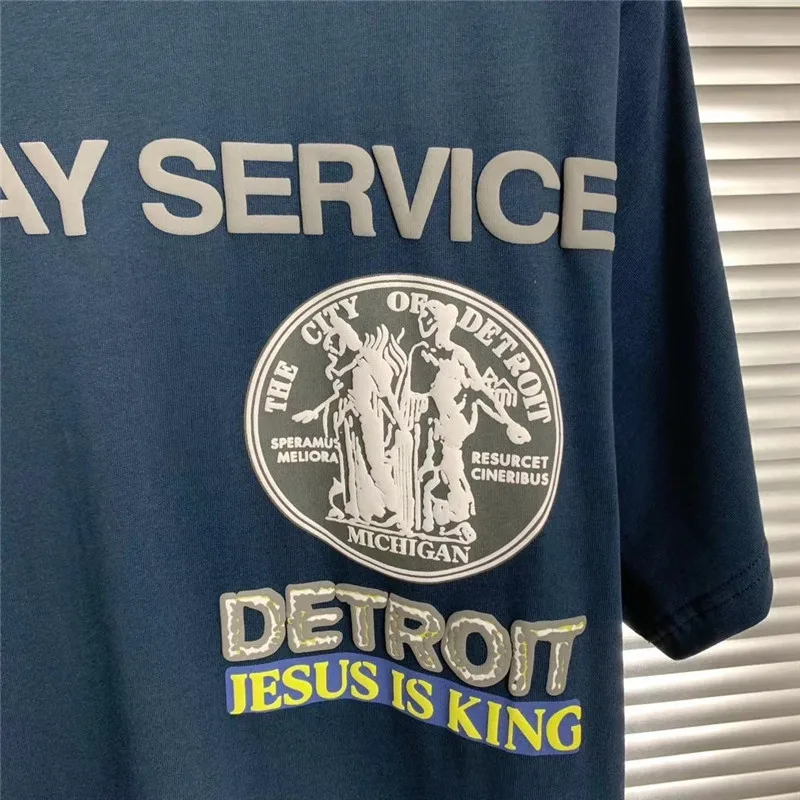 

1:1 Quality-Kanye West Sunday Service New York State Printed Women Men Cotton Jesus Is King T Shirts Tees Men