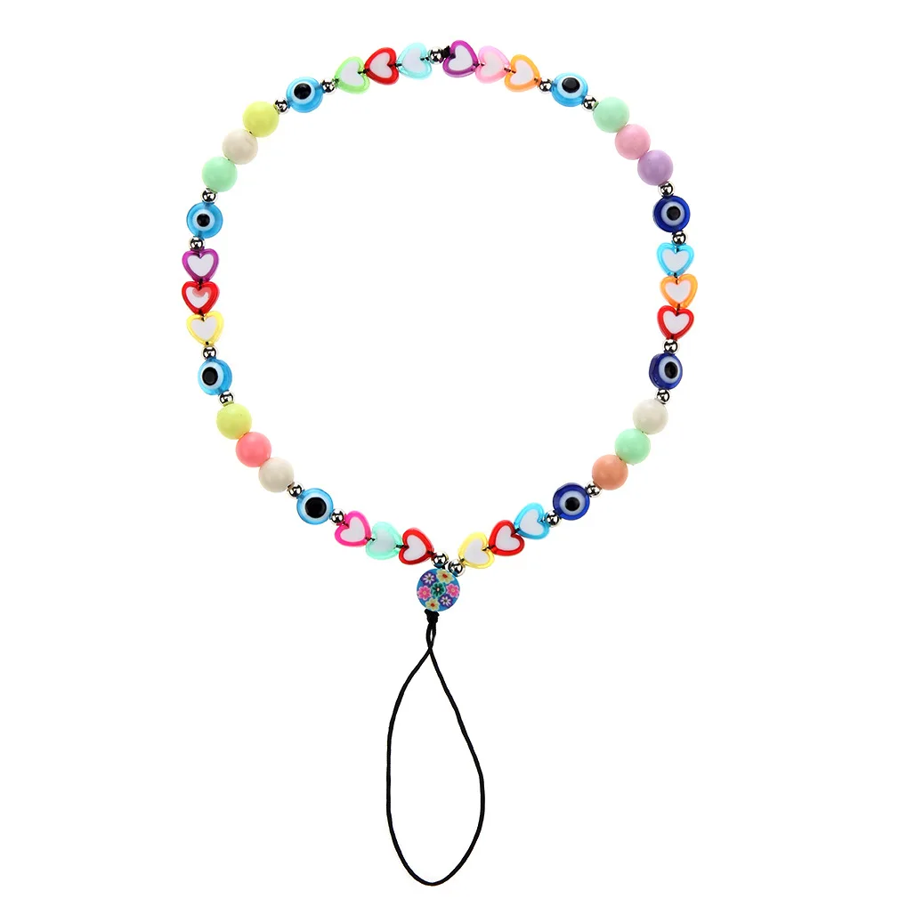 2021 New Colorful Acrylic Bead Mobile Phone Chain Universal Simple CellPhone Choker Necklace Strap Lanyard For Keys Lady Gift