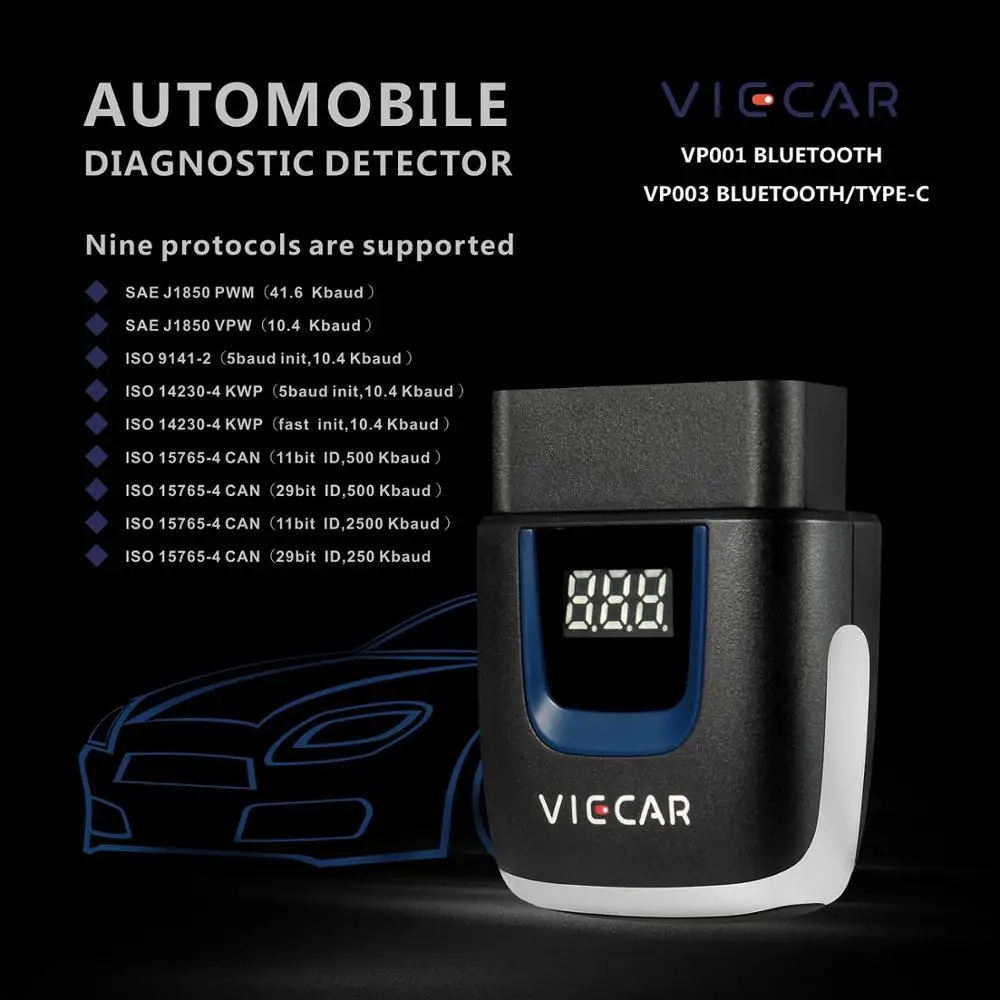 Автомобильный Bluetooth-инструмент Diagnos Viecar VP001/VP003 V2.2 поддерживает Android/Apple Bluetooth 4 0 чип