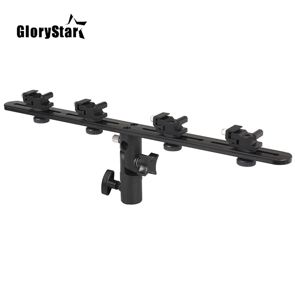 Quente e Fria Suporte de Luz Flash Suporte Giratório Tilt 4 Sapata Único Duplo Triplo Montar Cabeça Guarda-chuva Câmera -