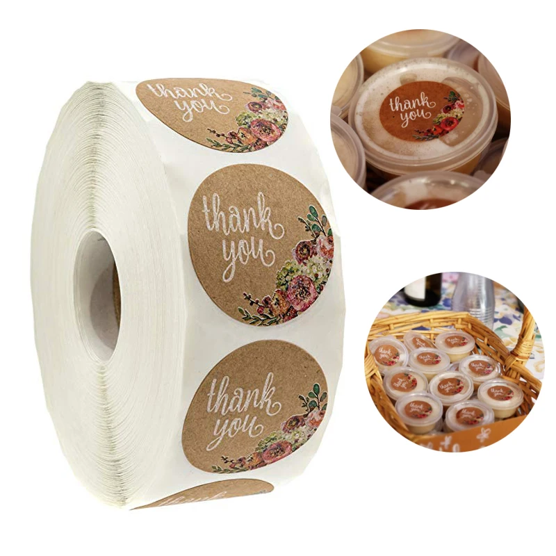 500 шт крафт бумага цветочные свадебные Спасибо за услугу наклейки бирки на