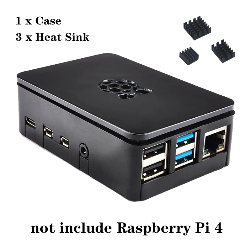 Case with Heatsink Чехол Raspberry Pi 4 пластиковый черный ABS чехол Raspberry Pi 4B Корпус Корпуса для Raspberry Pi 4 Модель B - Цвет: Case with Heatsink