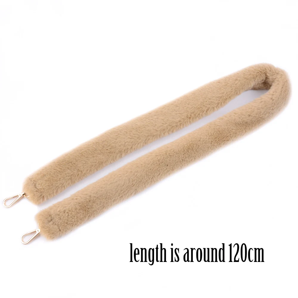 Tanqu 1pc Long Replacement Cover Faux Fur Belt Strap Handle for Crossbody Winter Women Shoulder Handbag Bag Accessories OBag