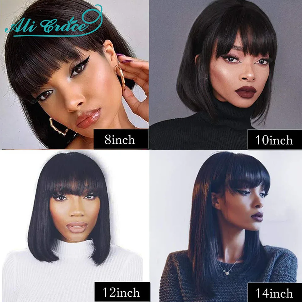 Бразильские прямые волосы парик с челкой фабричного производства натуральных