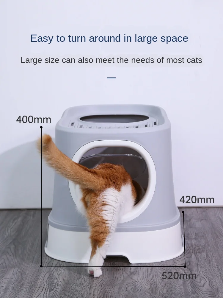

Deodorant anti-splash cat litter box fully enclosed drawer type large top-in cat's toilet convenient plastic pets products