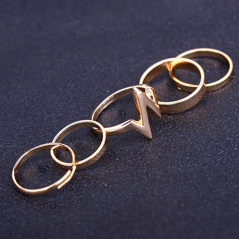 

Wedding rings, fashion jewelry, lightning waves, set of women's rings, gold rings