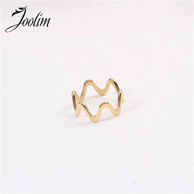 

Joolim High End PVD Plated Stainless Steel Wave Rings Tarnish Free Jewelry