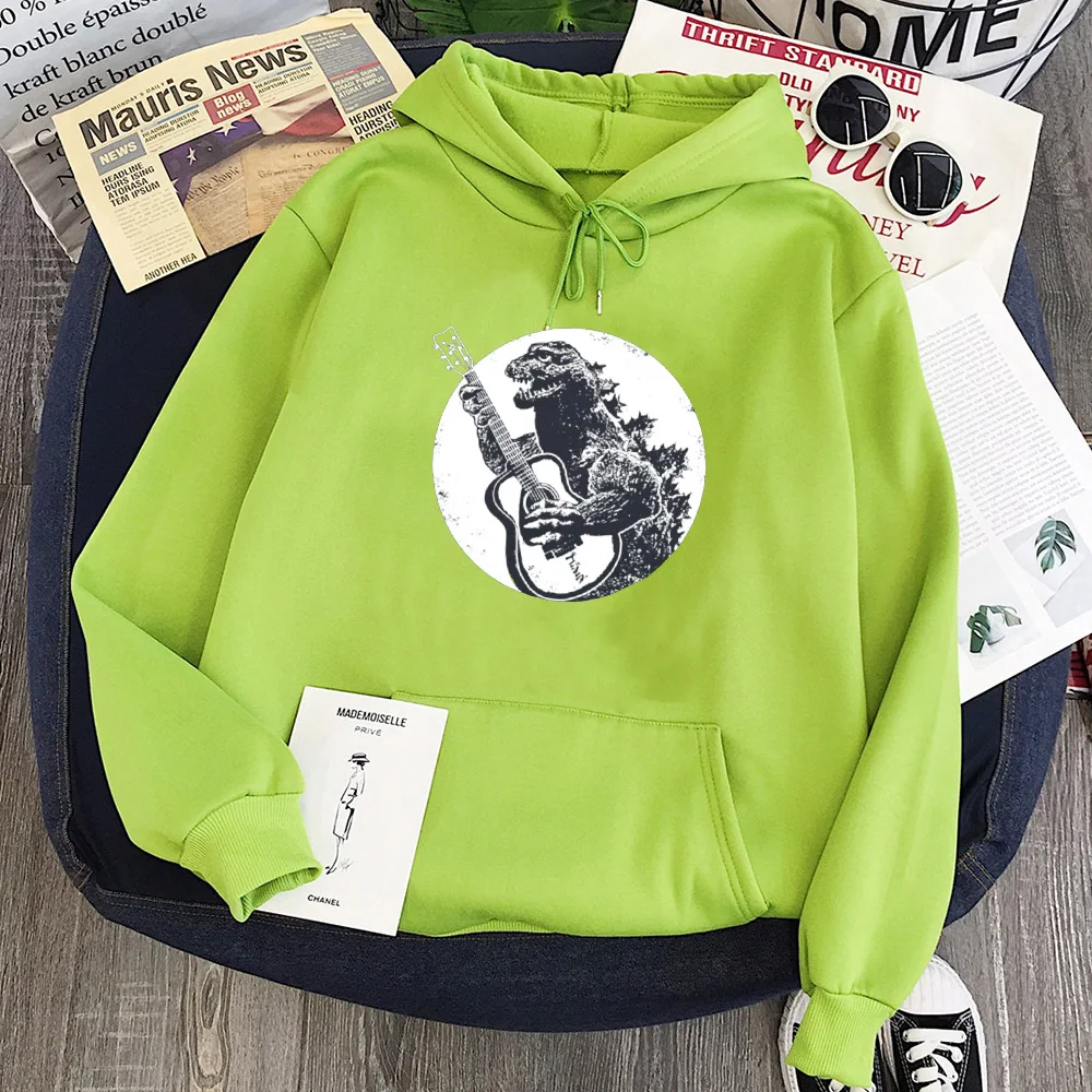 

Guitar Sweatshirt Korean Funny Vintage Guitar Harajuku Hoodie Playing Guitar Cool Winter Clothes Women Pink Tops XL