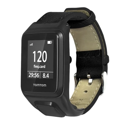Black Кожаный ремешок для TomTom Runner2 сменный ремешок для часов TomTom Runner 2 3/Spark 3/Cardio/Music/Adventurer - Цвет: Black