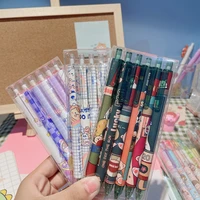 6pcspack anime kawaii box student creative pen press gel ink pen learning astronaut pen dinosaur black pen 0 5mm stationery set