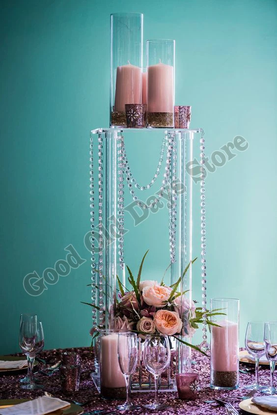 

Nice wedding Crystal flower stand candle holder table centerpiece acrylic wedding decoration 50cm Tall