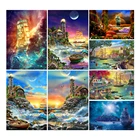 Алмазная живопись LZAIQIZG, картина из квадратныхкруглых страз, вышивка крестиком с изображением звездного океана, маяков, домашний декор