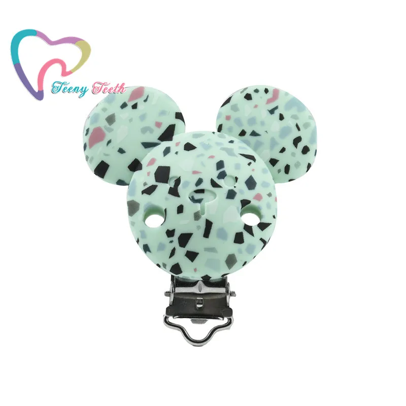 

1 PC Mint Terrazzo Nipple Holder Clips Food Grade Silicone Pacifier&Stainless Steel Clips Professional Pacifier Chain Tools