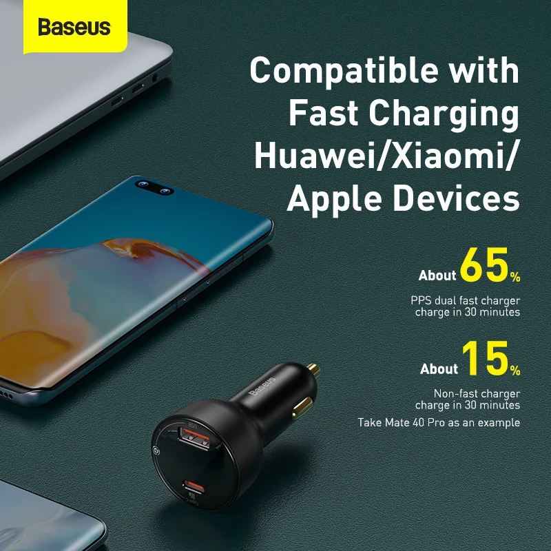 baseus 100w car charger digital pps qc pd 3 0 dual port usb type c quick charger laptop phone charger for iphone huawei xiaomi free global shipping