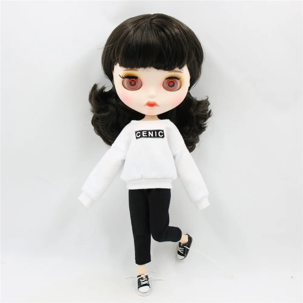 Ледяная фабрика Blyth Кукла Одежда licca joint Тело Игрушка костюм белая рубашка черные брюки
