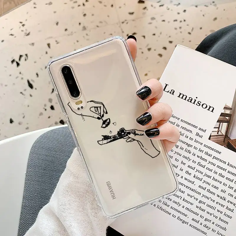 

smoke art design Phone Case Transparent for Samsung A71 S9 10 20 HUAWEI p30 40 honor 10i 8x xiaomi note 8 Pro 10t 11