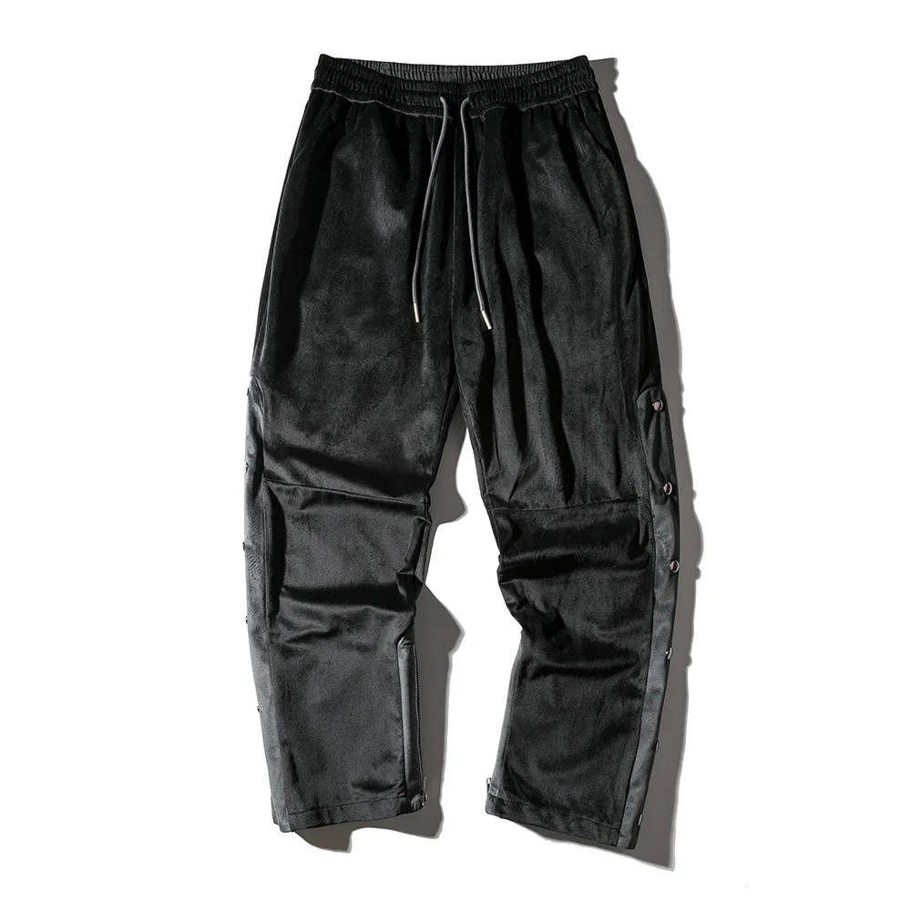 

Stitching loose straight men's European and American fashion brand leg split casual Street trend pants 48161230