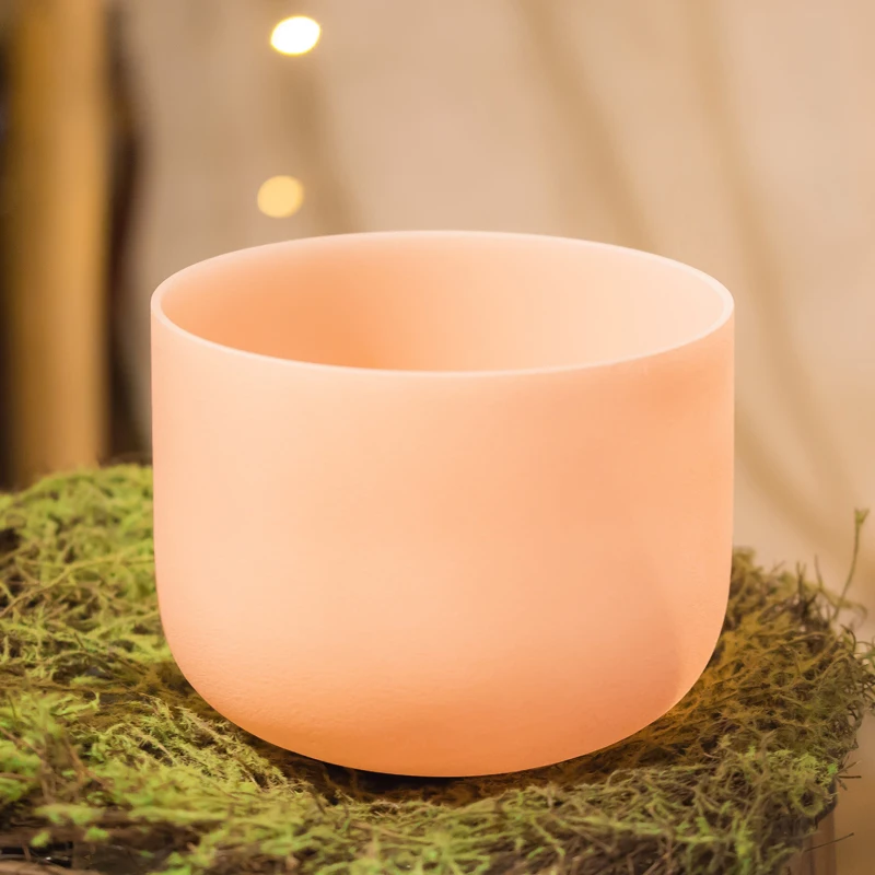 8" Light orange Color D Frosted Quartz Crystal Singing Bowl Meditation YOGA | Спорт и развлечения