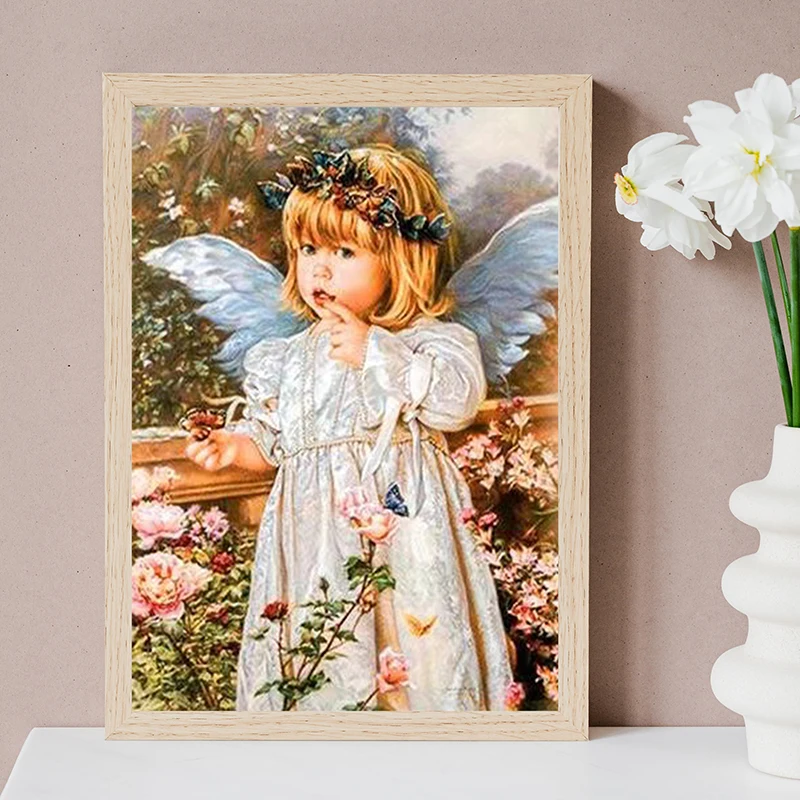 

DIY new 5D Diamond Cross Stitch Little angel girl square / round diamond embroidery picture DIAMOND art gift