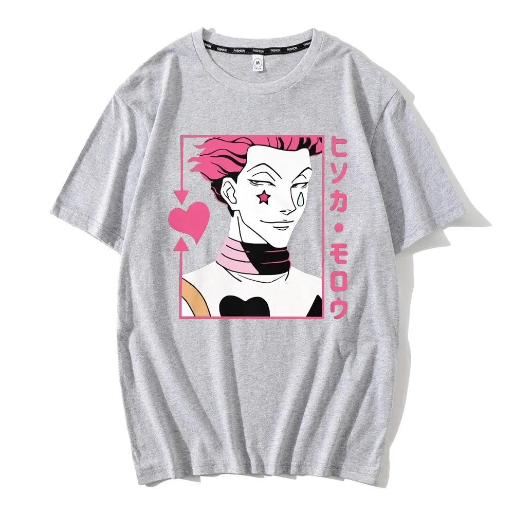 

Hunter X Hunter T-Shirt Men Pre-shrunk Cotton Awesome Tshirt Crew Neck Short Sleeved Hisoka Morow T Shirt Anime HxHTee Merch