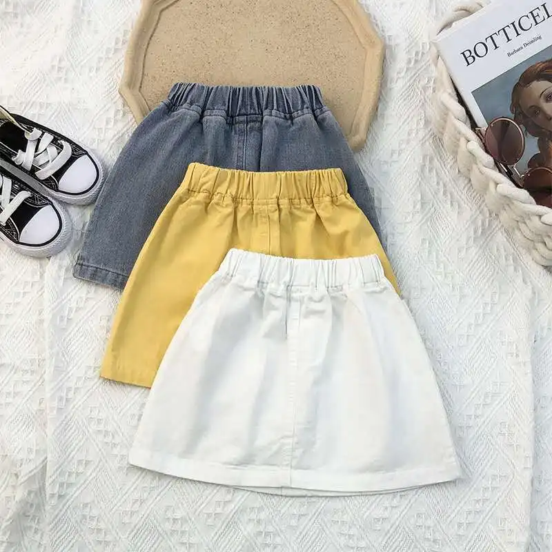 Новинка лета 2020 джинсовая юбка для девочек модная детская трапециевидная в