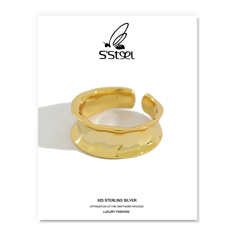 

S'STEEL Trendy Ring 925 Sterling Silver For Women Irregular Minimalist Designer Open Ring Bague Femme Argent 925 Fine Jewellery