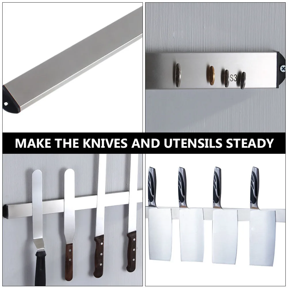 

2pcs Stainless Steel Magnetic Knives Holder Wall-mounted Knives Organizer
