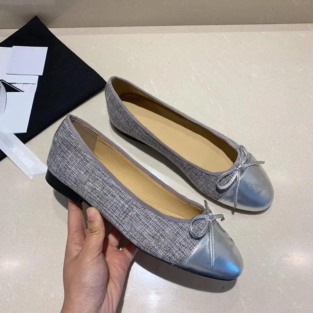 

Ollymurs Ladies Shoes New Fashion Ballerina Flats Women Shoes Butterfly-knot Fabric Flat Shoes Genuine Leather Summer Sandals