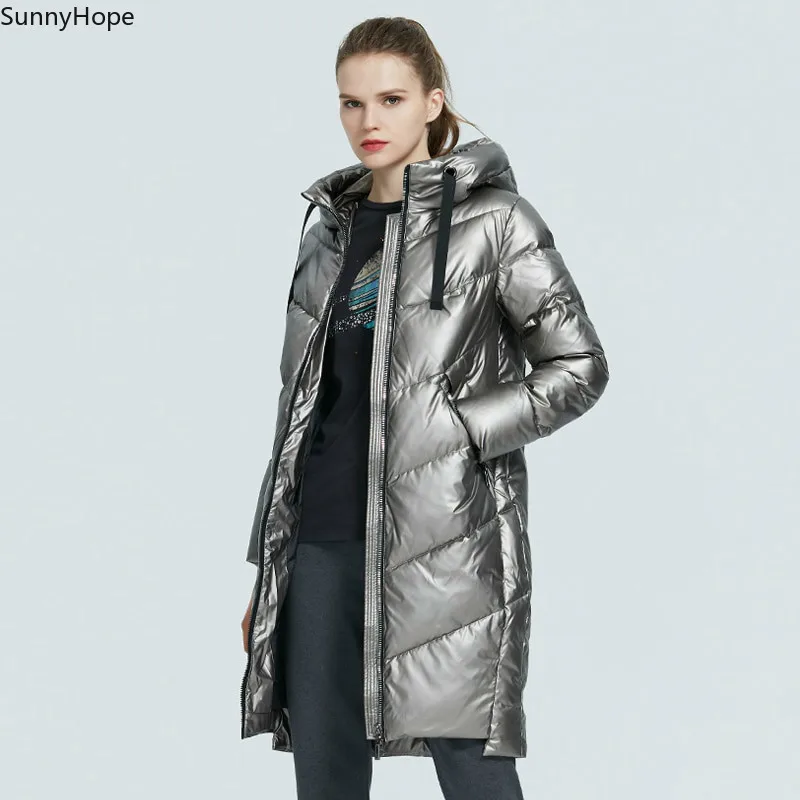 

Новая зимняя Женская куртка с капюшоном, модное повседневное облегающее длинное теплое хлопковое пальто, Брендовые женские парки GWD20302D