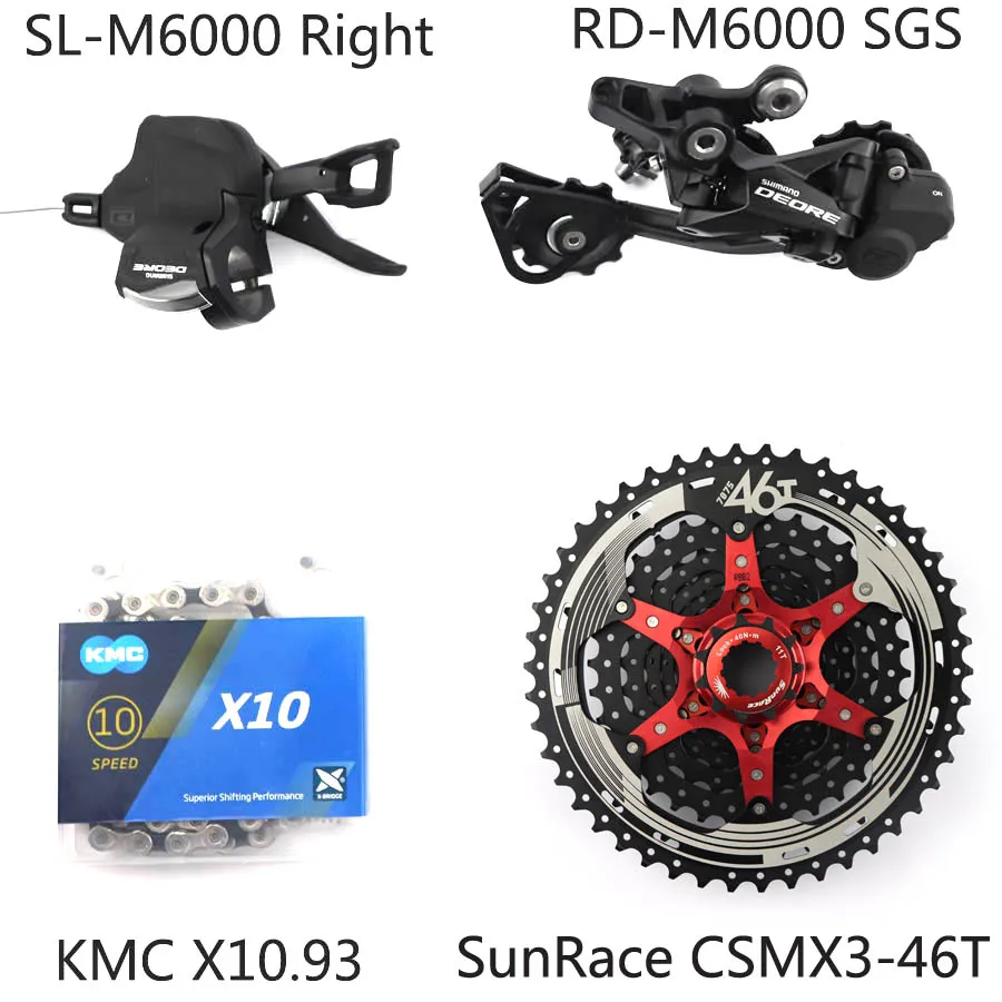SGS SunRace 46T SHIMANO DEORE M6000 Группа Комплект горного велосипеда MTB 1x10-Speed HG500 11-42T M6000 задний переключатель рычага переключения передач HG54 - Цвет: SGS SunRace 46T