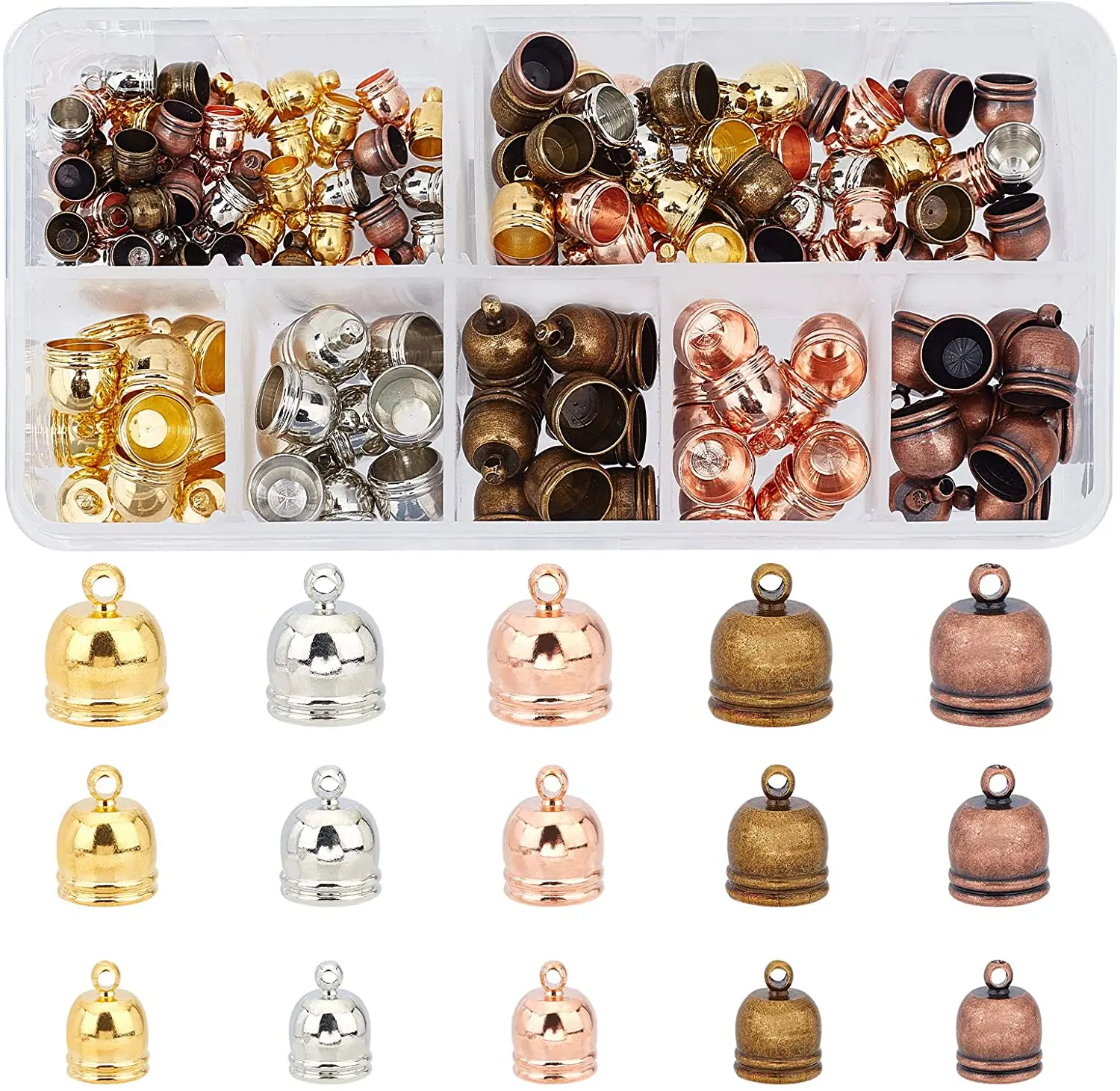 

Клейкие концевые застежки для шнурка, 150 шт., 3 размера, 5 цветов, застежки для шнурка, ожерелья, шнура, бахромы, Концевики, кожаные шнуры для из...