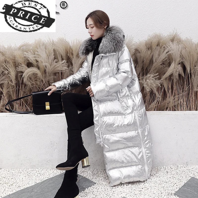 

Women's Winter Long Down Jacket 20% White Duck Down Coat Female Thick Hooded Parkas Fox Fur Collar 2021 Abrigo Mujer 5a53