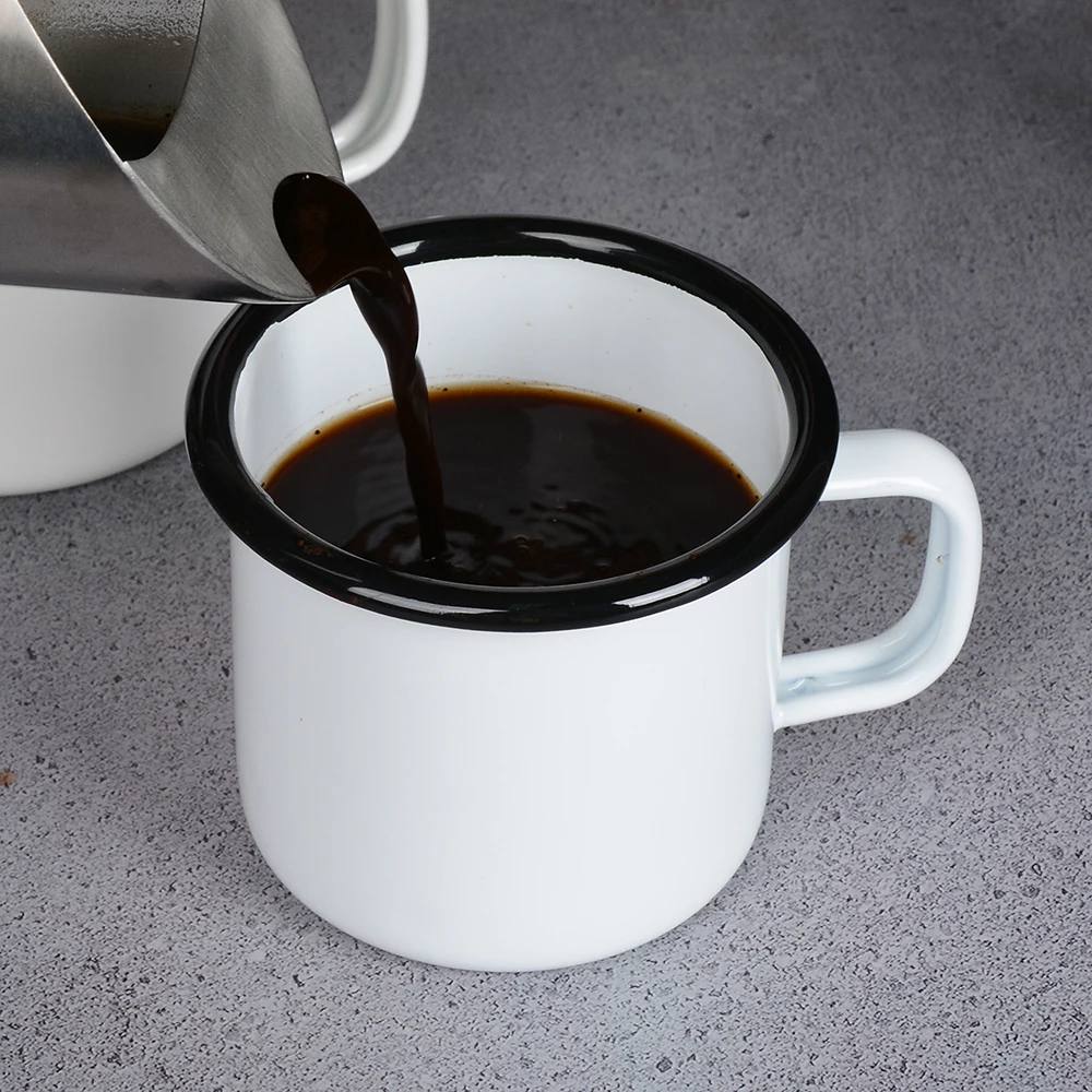 Уличная эмалированная чашка QUEENBAR домашняя винтажная для завтрака молока кофе