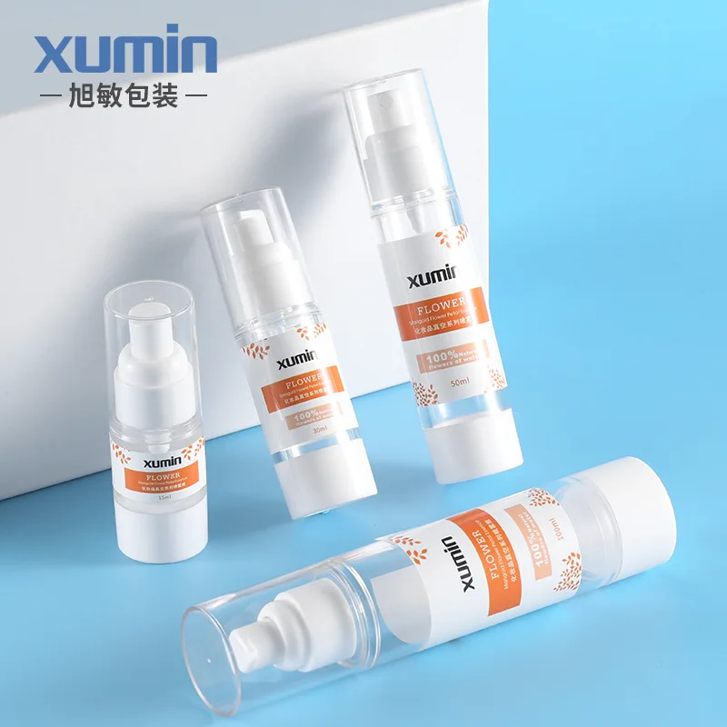 Прозрачная вакуумная бутылка пульверизатор пластиковая для косметики маленькая