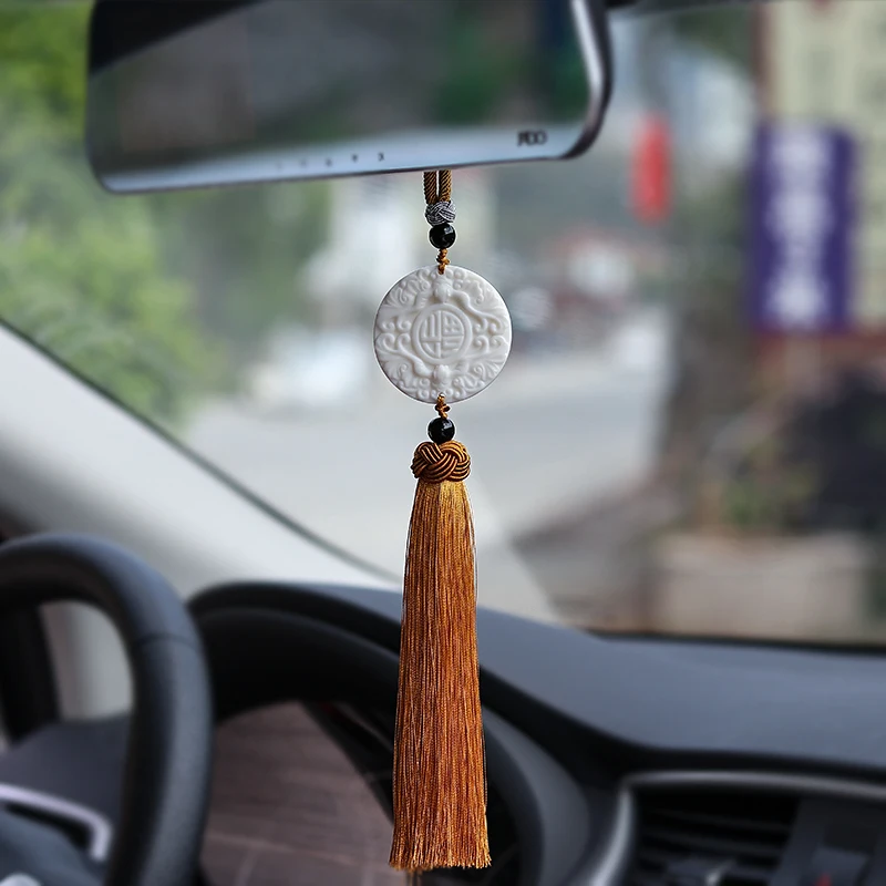 

Car Interior Decoration Living Room Home Chinese Knot Tassel Wedding Christmas Accessories Pendant Guanyin Buddha Statue Gift