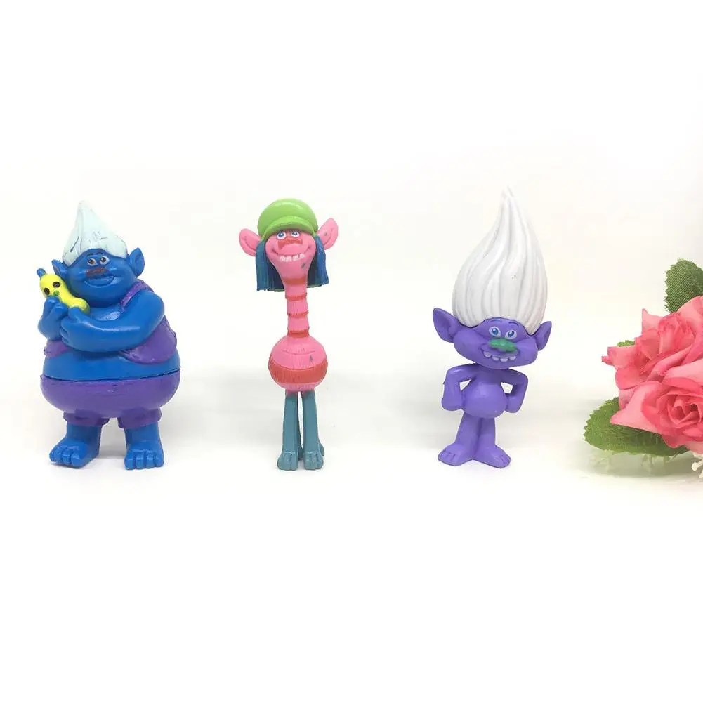 

6 Troll Hand-made Cartoon Figure Magical Hair Elf Princess Cake Decoration Decoration DIY Dollhouse Accessories